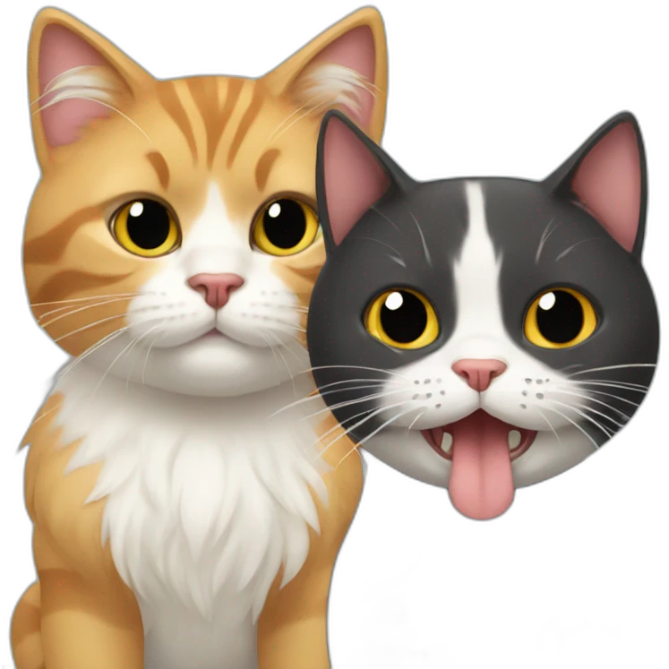 crazy cat with dog ribboon emoji