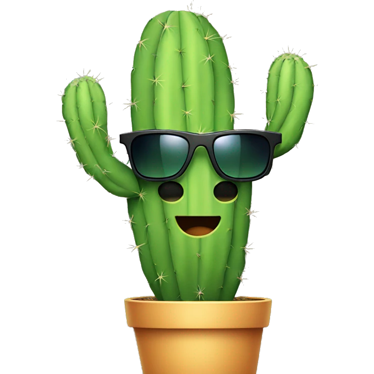 cactus with sunglasses listening to music emoji