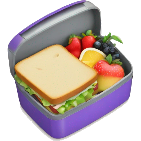Lunch box with sandwich and fruit inside  emoji