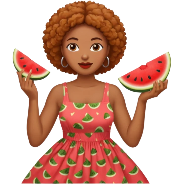 A black woman eating fried chicken and watermelon emoji