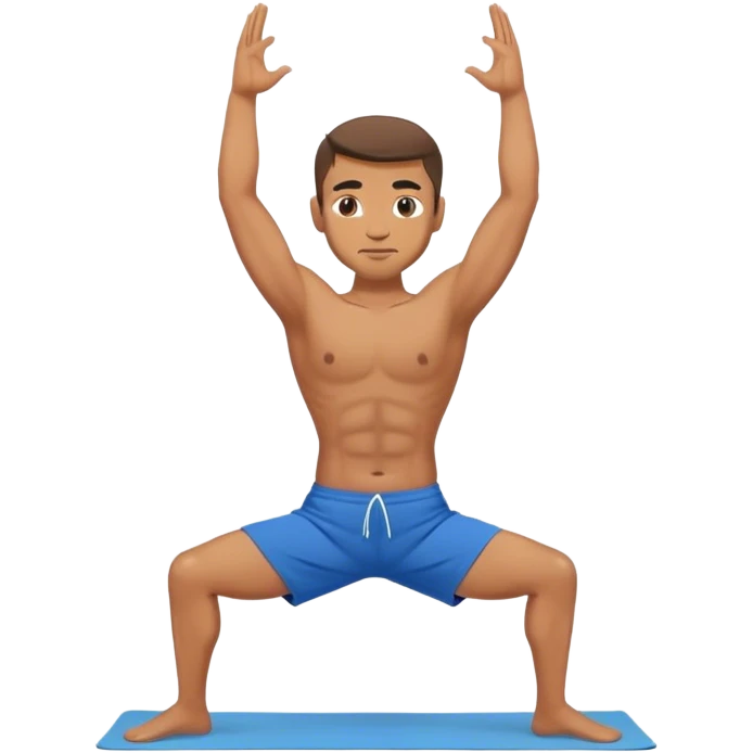 guy blue short warrior-II yoga pose emoji