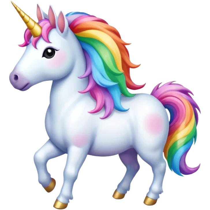 Gökkuşağının üstünde yürüyen unicorn emoji