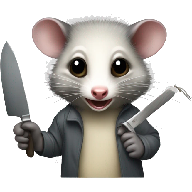 Realistic opossum holding a knife  emoji