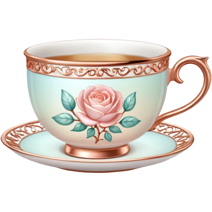 opal, rose gold realistic china tea cup emoji