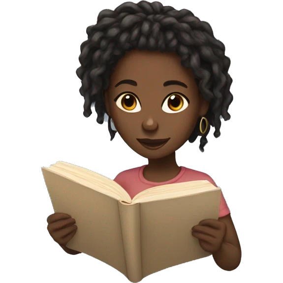 Black girl with locs reading  emoji