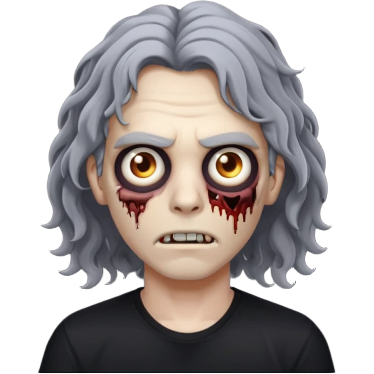 zumbie cabelo ondulado de camisa preta emoji