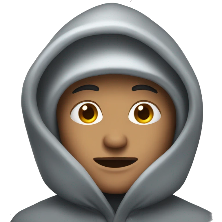 man in a hood covered with snow emoji