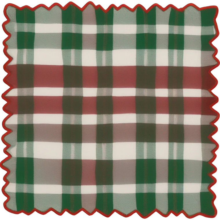 White folded blanket with red and green plaid emoji