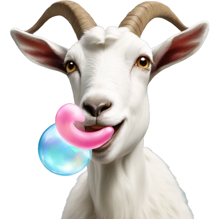 goat blowing a bubble with gum emoji