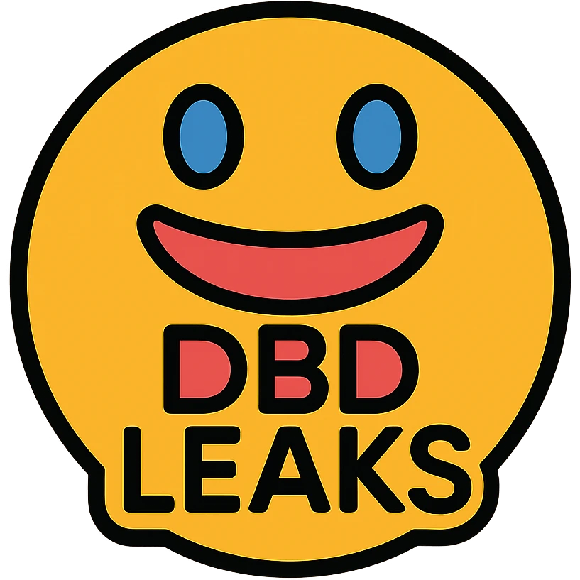 modern and eye-catching emoji featuring 'Dbd Leaks' in a rounded badge, high contrast, transparent background emoji