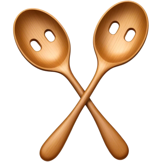 Two wooden spoons clashing together rhythmically, just like in traditional folk dance performances. The motion captures the lively energy of cultural dance and music emoji