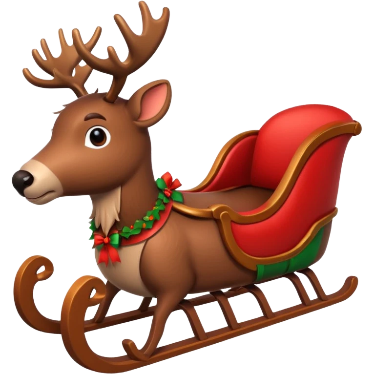 Reindeer on a sleigh with bow emoji