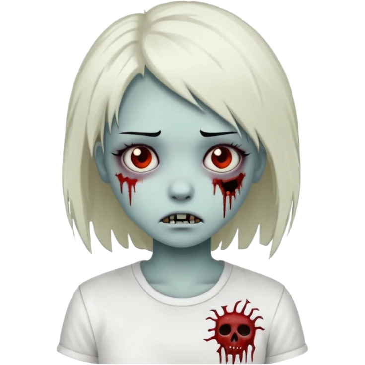 zombie girl with emo hair and white shirt emoji emoji
