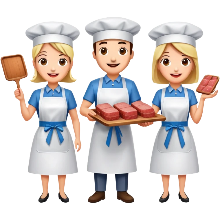 spam artists welcoming guests at a spam meat exhibition  emoji