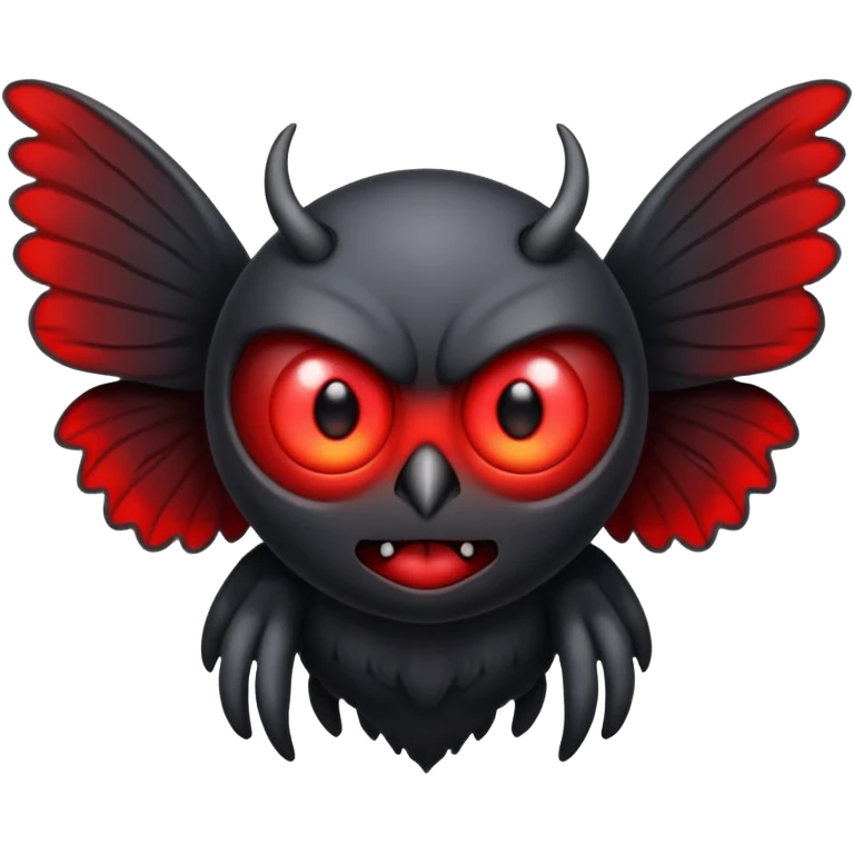 Create a scary emoji of the mothman with bright red eyes emoji