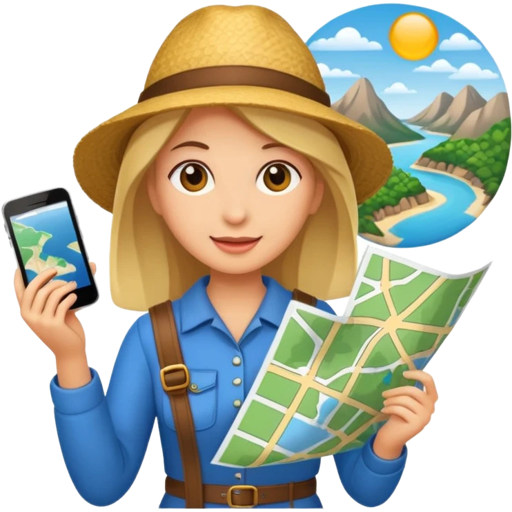 tourist woman holding map emoji