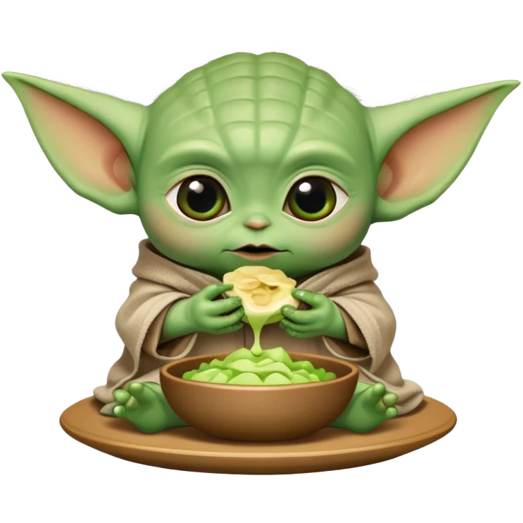 Crea a bby yoda comiendo emoji