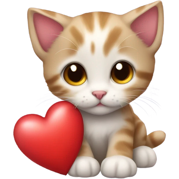 kitten holding a heart emoji
