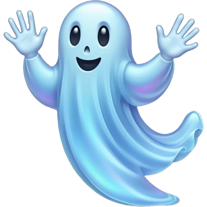 A holographic ghost running emoji
