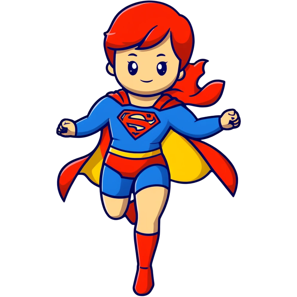 Supergirl superhero full body, blue suit with red cape and S emblem emoji