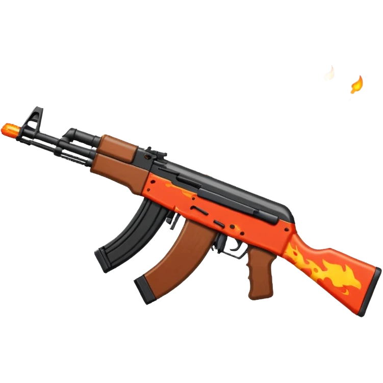 pixel art AK-47 assault rifle, no background, and make it small just like an emoji size and also make it look like its shooting and spiting fire emoji