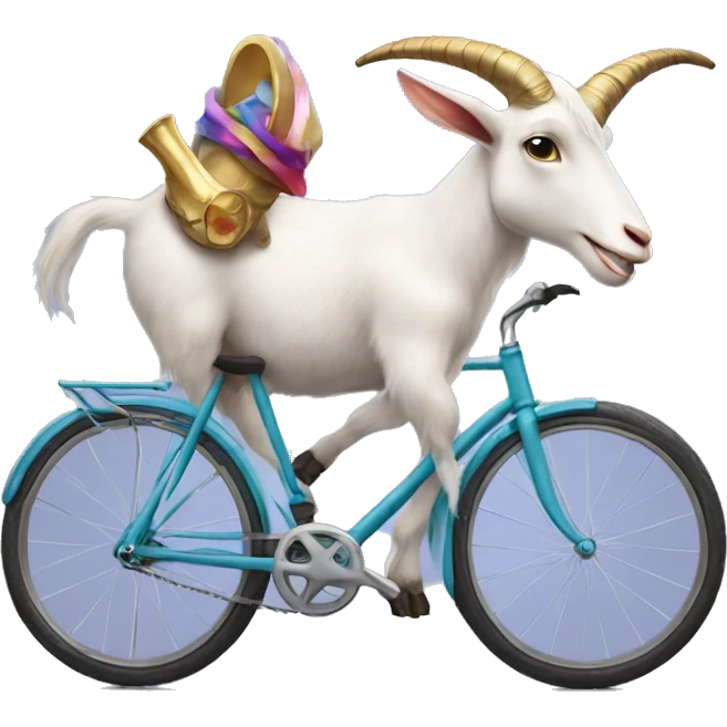 goat with unicorn horn on a bike emoji