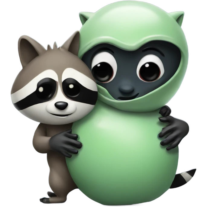 Alien hugging raccoon emoji