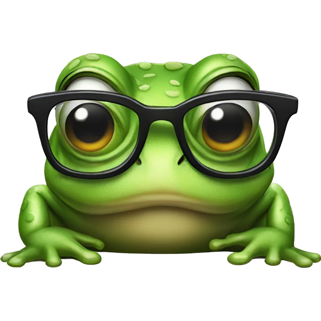 Frog with glasses going shhh emoji