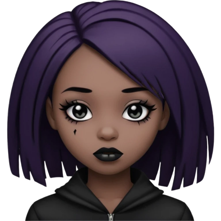 black girl with emo style, expressive face emoji
