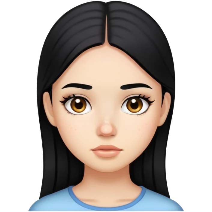 girl with visible acne, straight black hair and light makeup emoji