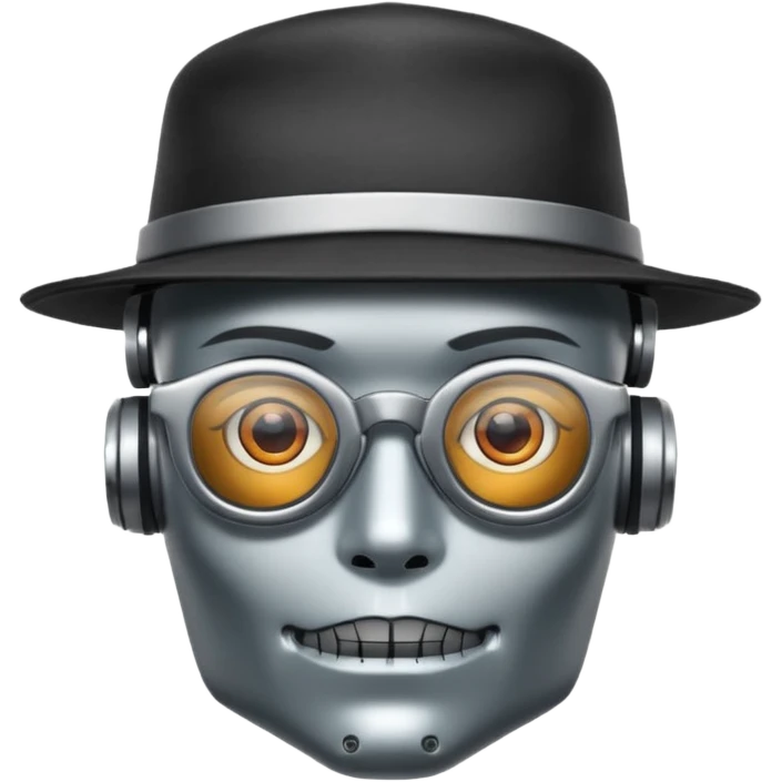 tattoed robot with hat and glasses emoji