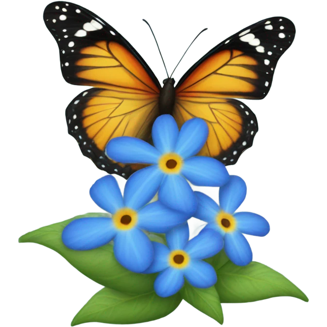 Butterfly and blue flowers  emoji