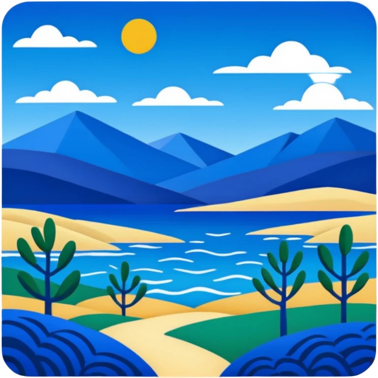 Matisse style BLUE art landscape emoji
