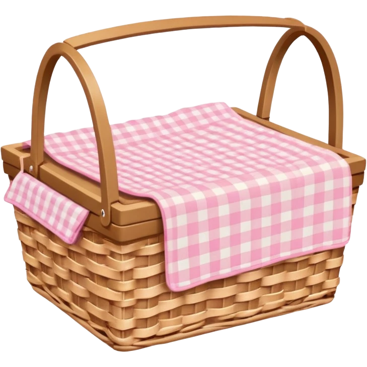 Picnic Basket With Light Pink Gingham Blanket emoji