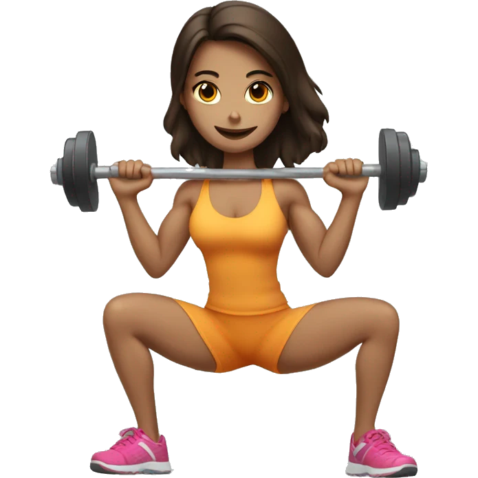 brunette girl lifting weights emoji