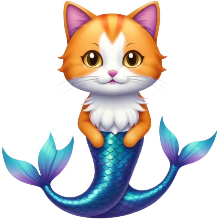 Calico cat with mermaid tail  emoji