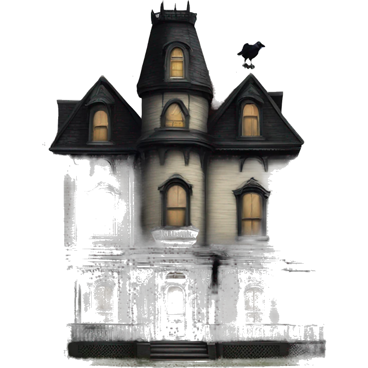 Side view Victorian style Nevermore Academy. Haunted Addams 5 story house.  emoji
