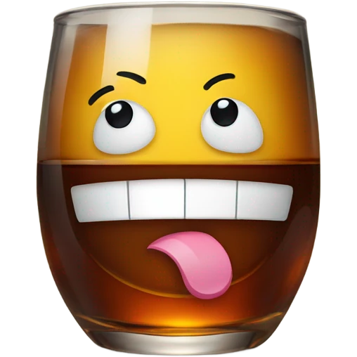 Smiley face with a bourbon ￼ emoji