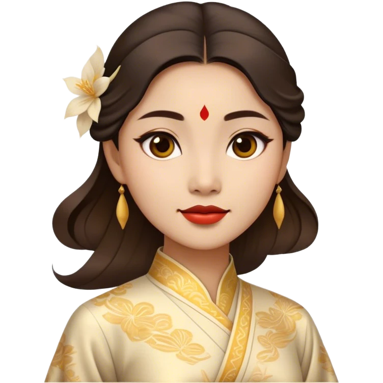 Cinematic Realistic Áo Dài Portrait Emoji, depicted as an elegant traditional Vietnamese dress with flowing graceful lines and delicate patterns, rendered with rich textures and soft ethereal lighting that captures its timeless beauty. emoji
