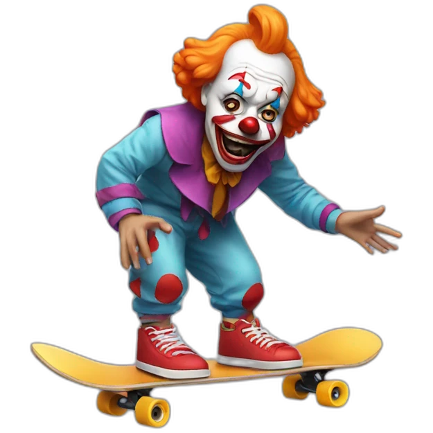 crying clown on a skateboard emoji