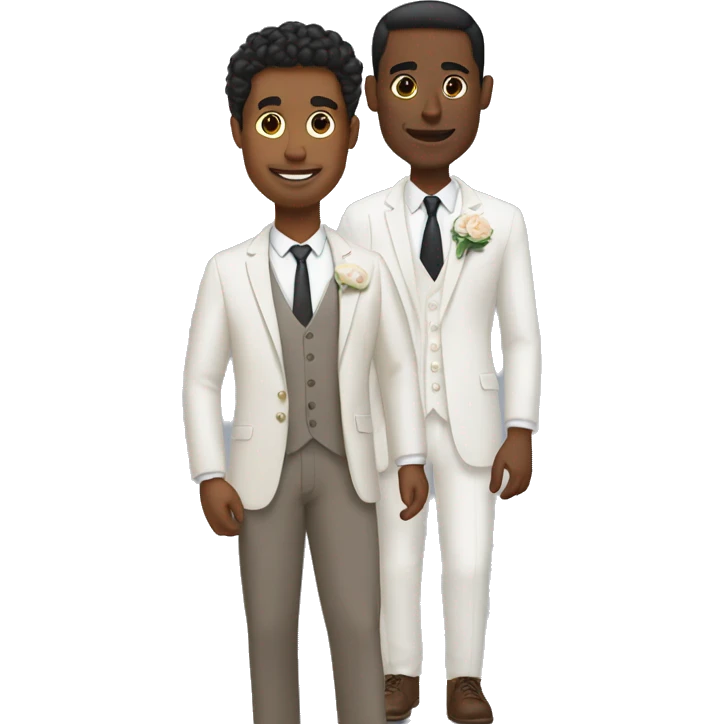 One tan skinned man and a brown skin man getting married emoji