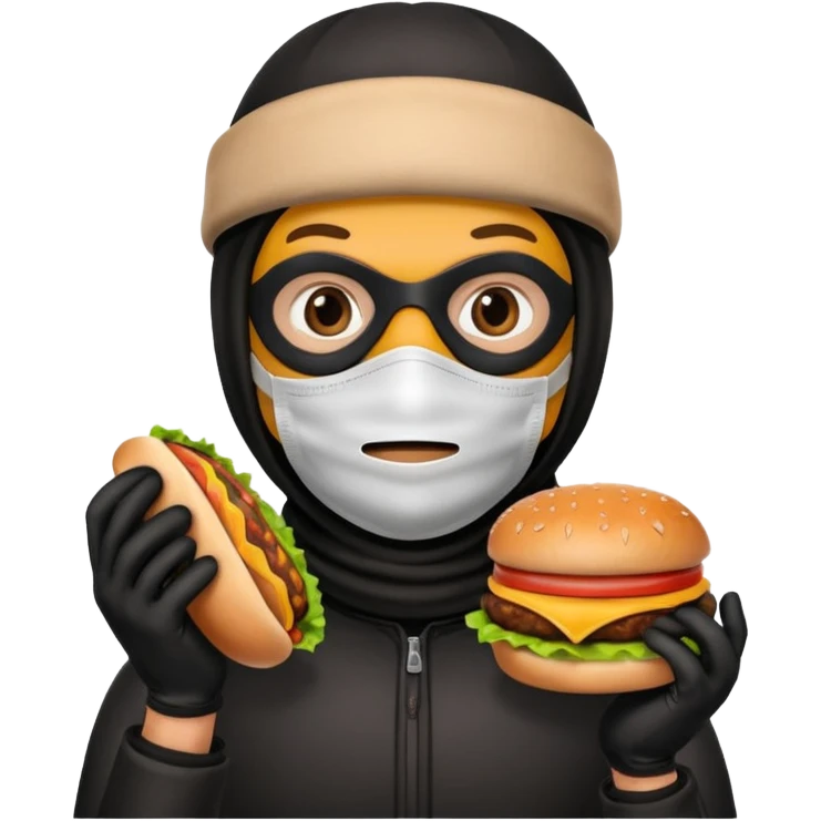 Burglar holding hamburger emoji