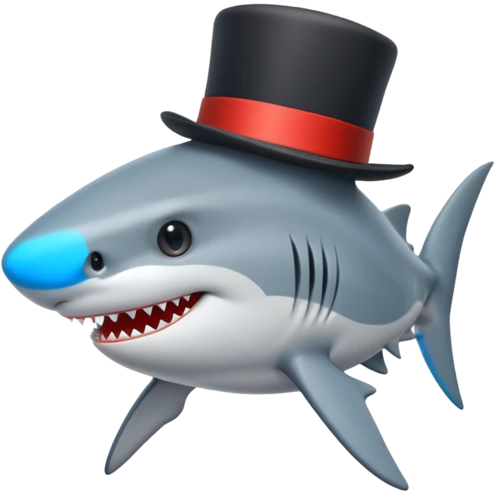 Shark with a top hat emoji