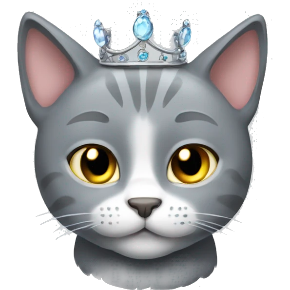 Grey Cat with Diadem  emoji