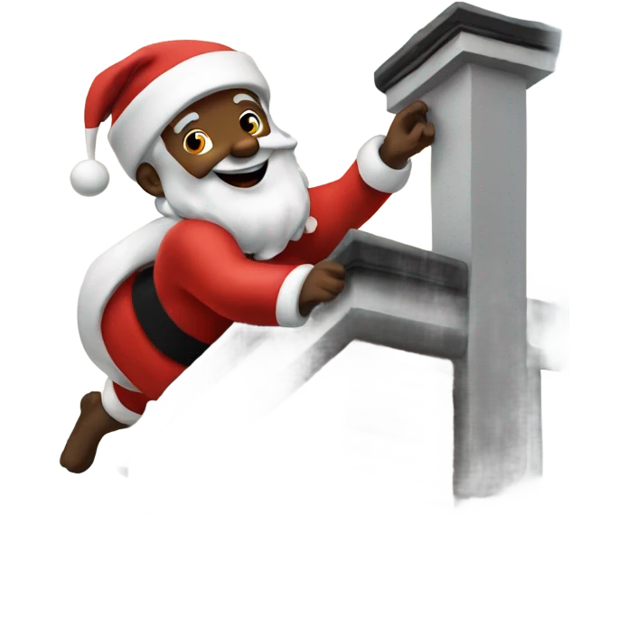 Black Santa sliding down a chimney emoji