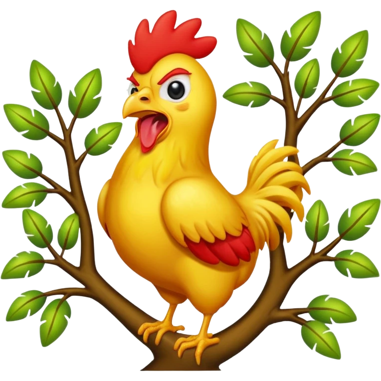 Screaming chicken in the tree meme emoji