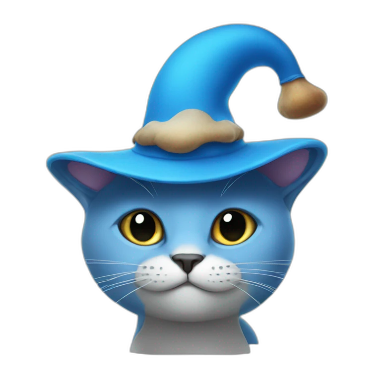 Blue cat with mushroom hat emoji