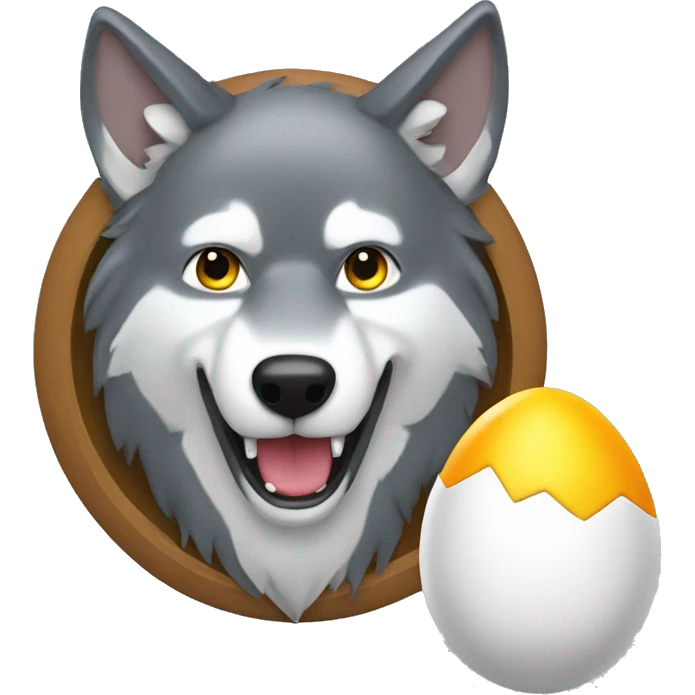 Wolf with egglant emoji
