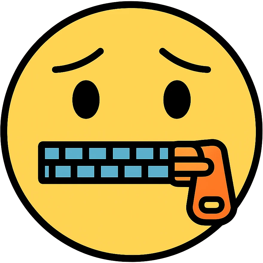 zipper closing a mouth shut emoji