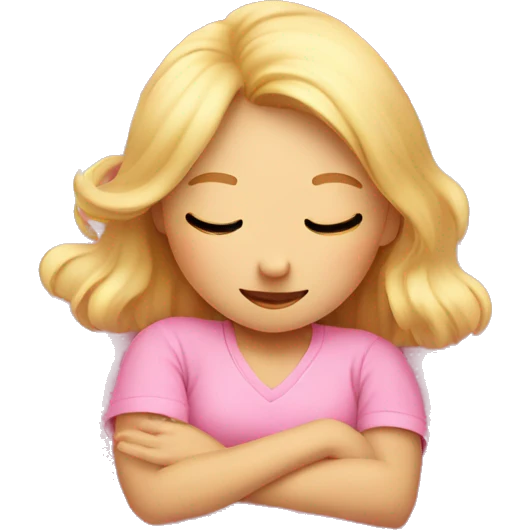 Cute blond girl in pink sleeping in pink bed emoji